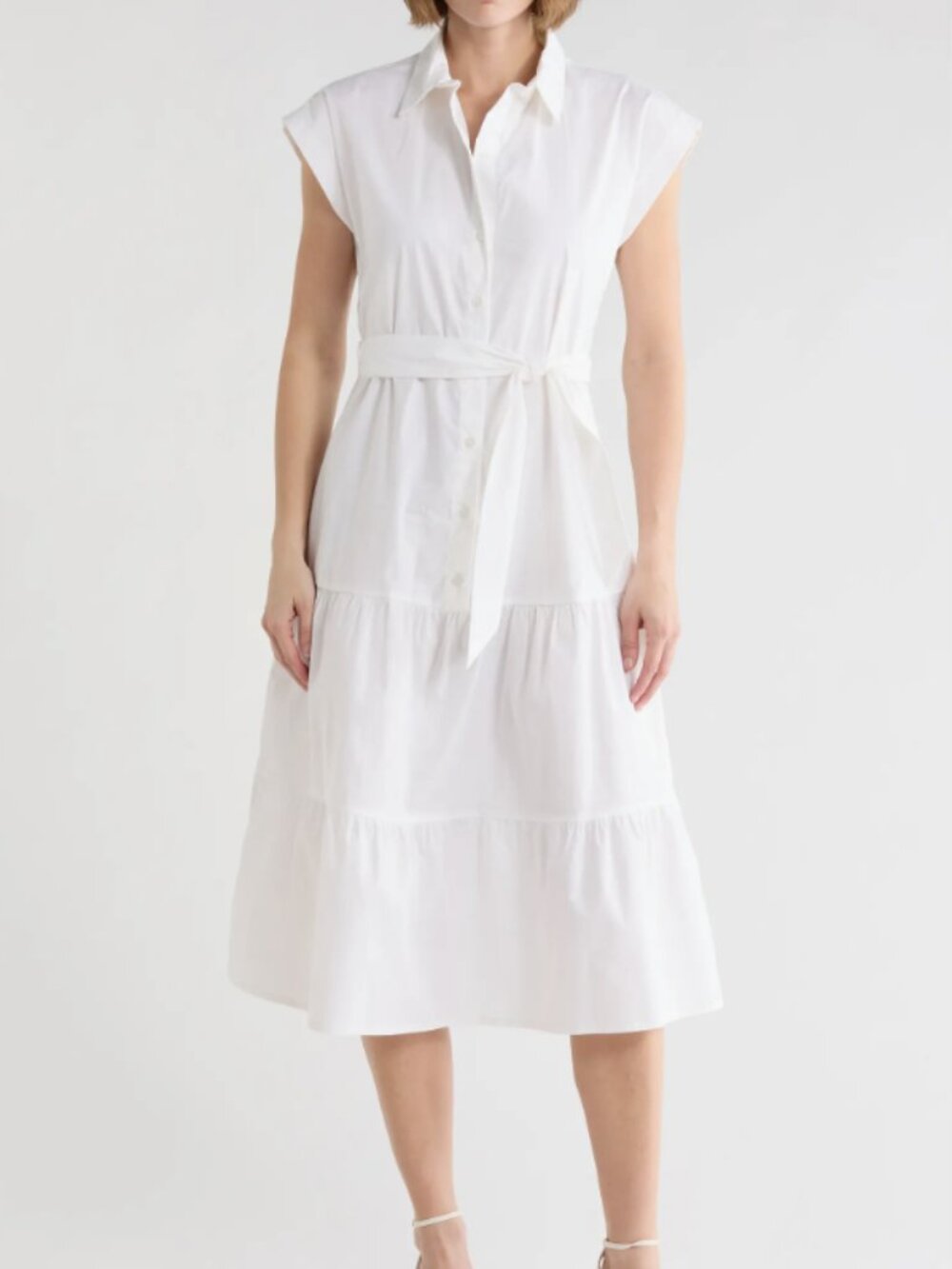 Maggy London Tie Waist Stretch Cotton Shirtdress Size 4 NWT